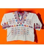 Vintage 1960s Handmade Huipils Embroidered Cotton Tunic Boho Hippie Top ... - £55.00 GBP