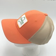 Camp Maine State ME Trucker Patch Orange Snapback Cap Adjustable Hat  - £15.63 GBP