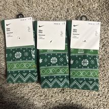 3X Nike Elite Socks Youth 10C-3Y Green Crew Christmas Sweater Basketball - $17.99