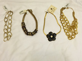 LOT 4 womens fashion necklaces Macys gold snake chain black flower accessory 20&quot; - £28.90 GBP