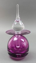 Michael Trimpol 1998 Signed VTG Purple Studio Art Glass Perfume Bottle W/ Dauber - £144.67 GBP