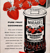 1956 Mirabel Strawberry Preserve Advertisement First National Stores Jel... - €25,85 EUR