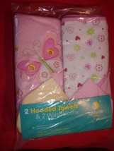 Spasilk Baby 2 Hooded Terry Towels &amp; 2 Washcloths Bath Set New - $14.99