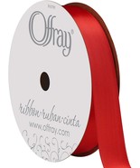 Offray Single Face Satin Ribbon 5/8&quot;x18&#39; Red - £9.08 GBP