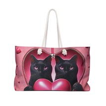 Weekender Bag, Cute Cat, Zipper, Valentines Day, Large Weekender Bag, Beach Bag, - £38.99 GBP