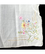 VTG Hanky Handkerchief White with Needlepoint Floral Design 10” Wedding - £8.15 GBP