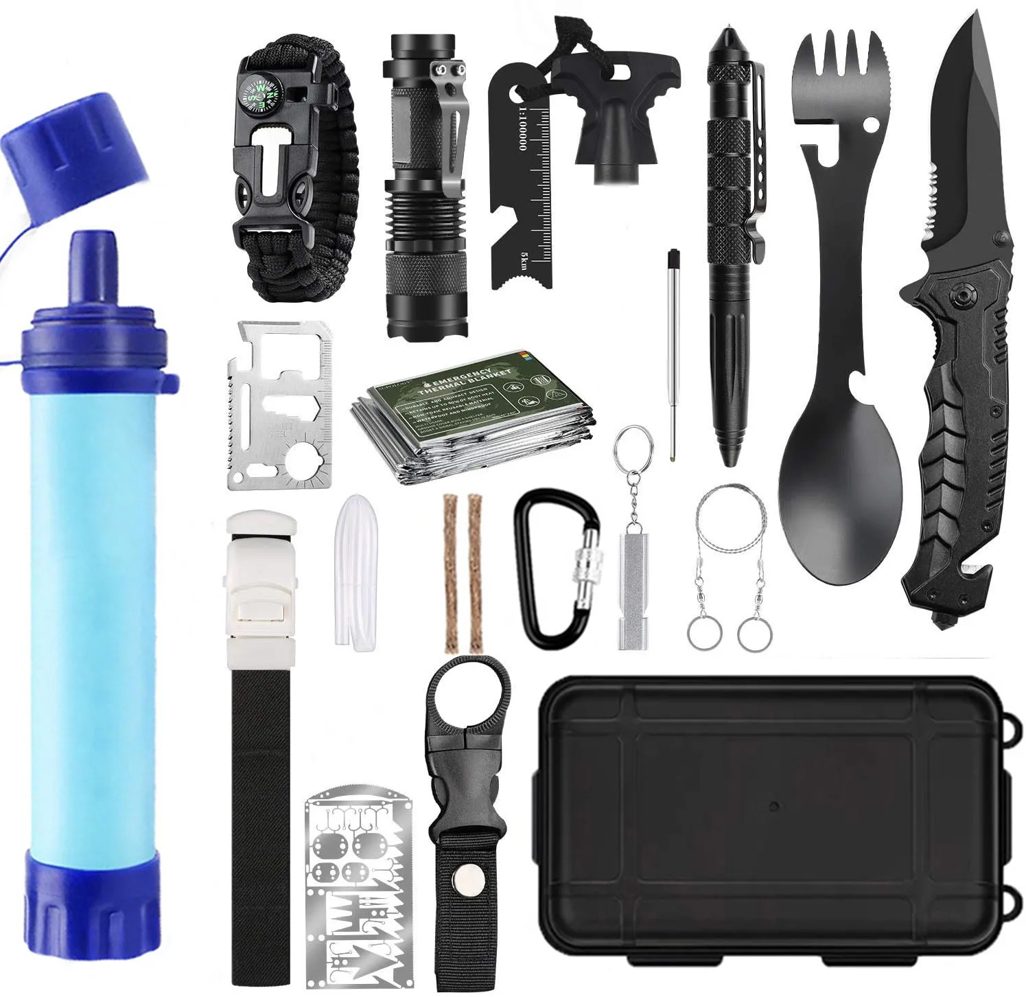 Emergency Survival Kit Military Tactical Gear Outdoor Kits 23 in 1 Cool Gadgets - £86.64 GBP+