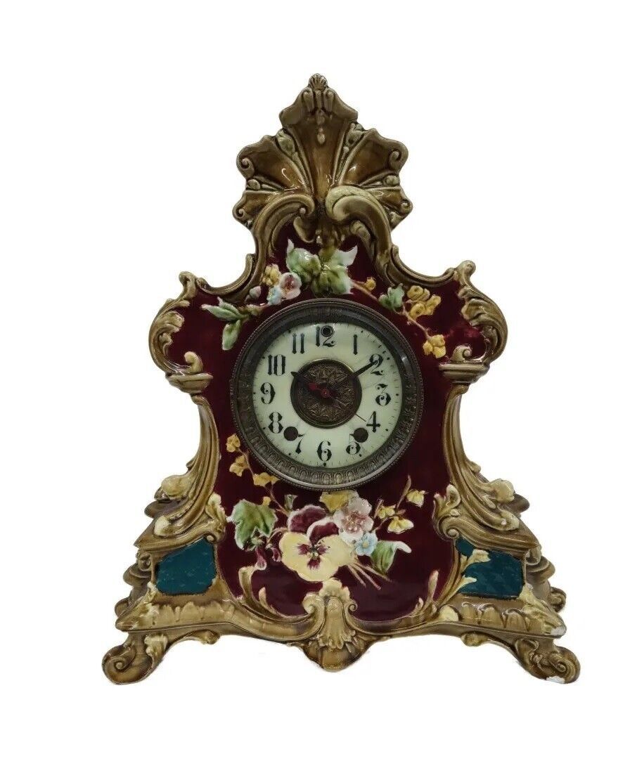 Antique Electric Telechron Porcelain Mantle Clock WORKING CONDITION 14&quot; H - $210.86