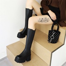 Winter New Women Top Quality Knee High Boots Chunky Heels Sexy Zipper Party Shoe - £104.21 GBP