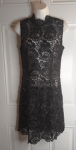 Gracia Women&#39;s Stunning Black Lace Overlay Dress High Neck Sleeveless Si... - £14.83 GBP