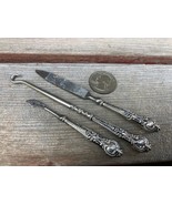 VTG STERLING SILVER MANICURE TOOLS SET 3 PIECES HOLLOWARE HANDLES MINIAT... - $59.35