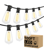 LED Outdoor String Lights 100FT Patio Lights with 52 Shatterproof ST38 V... - $51.43