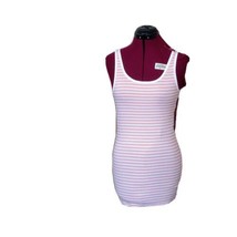 Merona Tank Top Orange White Women Knit Size Large Striped - £11.87 GBP