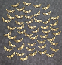 Lot of 50 Metal Copper Color Angel Wings With Heart Bead Spacers Jewelry  Crafts - £10.97 GBP