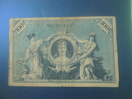 Germany German Empire Reichsbanknote 100 Mark 1908 Green seal # Ser. L 0... - £6.61 GBP