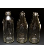 Set of 3 Dairy Milk 1 Pint Clear Thick Glass Bottles Antique Vintage - $381.42 MXN