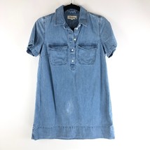 Madewell Denim Short-Sleeve Popover Shirtdress Mini Collar Pockets Blue XS - $12.59