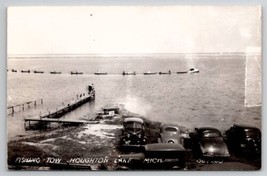 Houghton Lake MI Michigan Fishing Tow Old Cars At Shore RPPC c1940 Postc... - £15.73 GBP