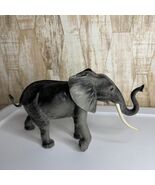 Vintage PVC Elephant Figurine Toy Safari Animal Gray Tusks Realistic Detail - $40.00
