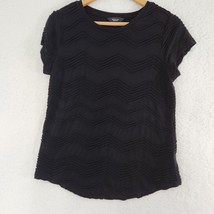 Simply Vera Black Simple Blouse Chevron Textured Women&#39;s Medium - £9.33 GBP