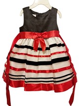 Bonnie Baby - Red /white satin sheer dress, 100% white polyester lining - $22.22