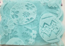 Fabric Lace Table Runner (13&quot; x 72&quot;) EASTER EGGS ON AQUA BLUE, HL - $16.82