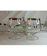 Set of 2 Liqueur Glasses, Etched Gold Rim Trim - $30.46 CAD