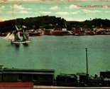 Train and Sailing Ship View of Frankfort Michigan MI 1907 UDB Postcard - $14.80