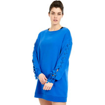 PSK Collective ROYAL BLUE Lace-Up Long Sleeve Sweatshirt Dress -  Women&#39;s M - $65.00