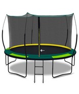 YC 12FT Trampoline with Enclosure, Green - $339.99