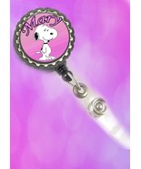 snoopy dog personalized w/your name work Retractable Reel ID Badge Holde... - $106.52 MXN