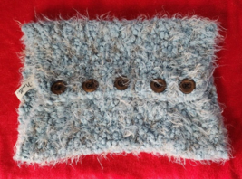 Unique SIMPLY NOELLE Handwarmer MUFF Baby Blue &amp; Silver Super Soft Crochet - $14.24