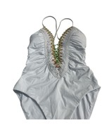 BECCA By Rebecca Swimsuit Womens L White Layla Crochet Strappy Back One ... - $76.48 CAD
