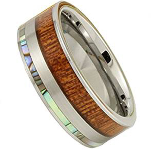 COI Tungsten Carbide Ring With Wood and Shell - TG1620AA