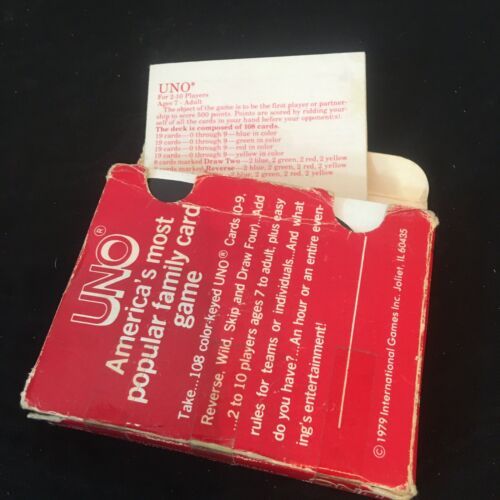 Uno Card Game International Games 1978 Vintage complete with Instructions - $13.93