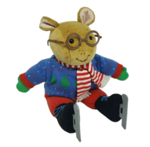15" Vintage 1998 Eden Arthur Christmas Sweater Skates Stuffed Animal Plush Toy - £33.54 GBP