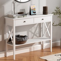 Console Table With Drawers, Narrow Wood Accent Sofa Table Entryway Table With St - £136.04 GBP