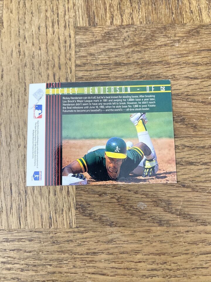 1993 UD Richey Henderson Card #29 Item image 3