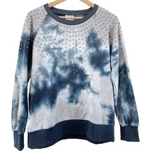 Vocal USA Womens M Tie Dye Sweatshirt Studded Ringer Blue Gray Grunge Ac... - £14.20 GBP