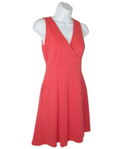 NY &amp; Co Fit N Flare Dress Sleeveless V-Neck Pockets Coral Flowy Womens S... - £9.48 GBP