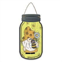 Gnome With Bee and Sunflower Metal Mason Jar Sign 4&quot; x 8&quot; - £8.03 GBP+