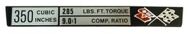 1974 Corvette Plate Engine Data Console L-82 350 - $35.59