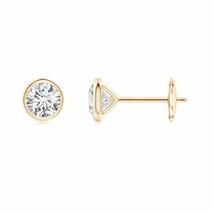 Authenticity Guarantee 
Angara Natural 4mm Diamond Classic Earrings in 14K Ye... - £929.38 GBP