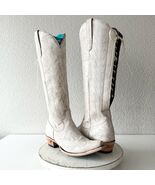 Lane LEXINGTON Knee High Tall Womens Cowboy Boots 8.5 White Western Cowgirl - $420.75