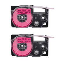 2PK Black on Fluorescent Pink Tape Cartridge XR-9FPK for Casio EZ Label 3/8&quot; - £17.25 GBP