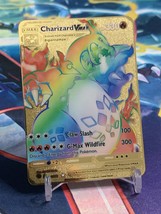 Rainbow Charizard Vmax Gold Metal Card (Custom) - £11.73 GBP