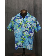 Vintage Hawiian Shirt - Blue and White Floral Pattern by Black Point - M... - $75.05 CAD