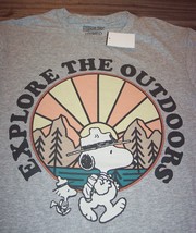 Peanuts SNOOPY &amp; WOODSTOCK Explore The Outdoors Hiking T-Shirt MEDIUM NEW - £14.79 GBP