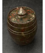 Primitive Lidded Stone 3” Barrel Tobacco Jar Serpentine Marble Mini READ - €42,98 EUR