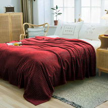 SOGA Throw Blanket Warm Cozy Striped Pattern Thin Flannel Coverlet Fleec... - $34.50